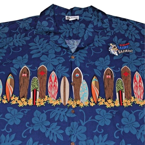 Aloha Republic 2XL Blue Surf Boards FC 2009 Surf Safari Aloha Hawaiian Shirt - Picture 5 of 9
